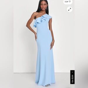 (LULUS) Last Forever Ruffle Neck One Shoulder Dress